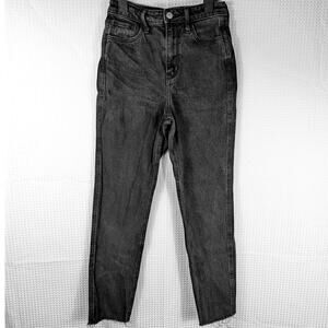 Hollister Ultra High Rise Mom Jeans Womens 24x27 Black Raw Hem Vintage Stretch